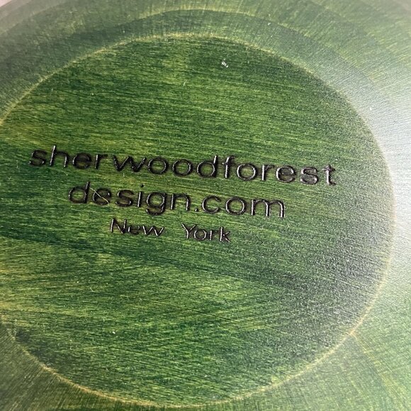 Sherwood Forest Red Opium Poppies Hand Painted Check Rim Maple Wood Salad Bowl - Picture 6 of 7